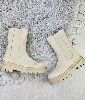 Chelsea Beige Suedine Boots