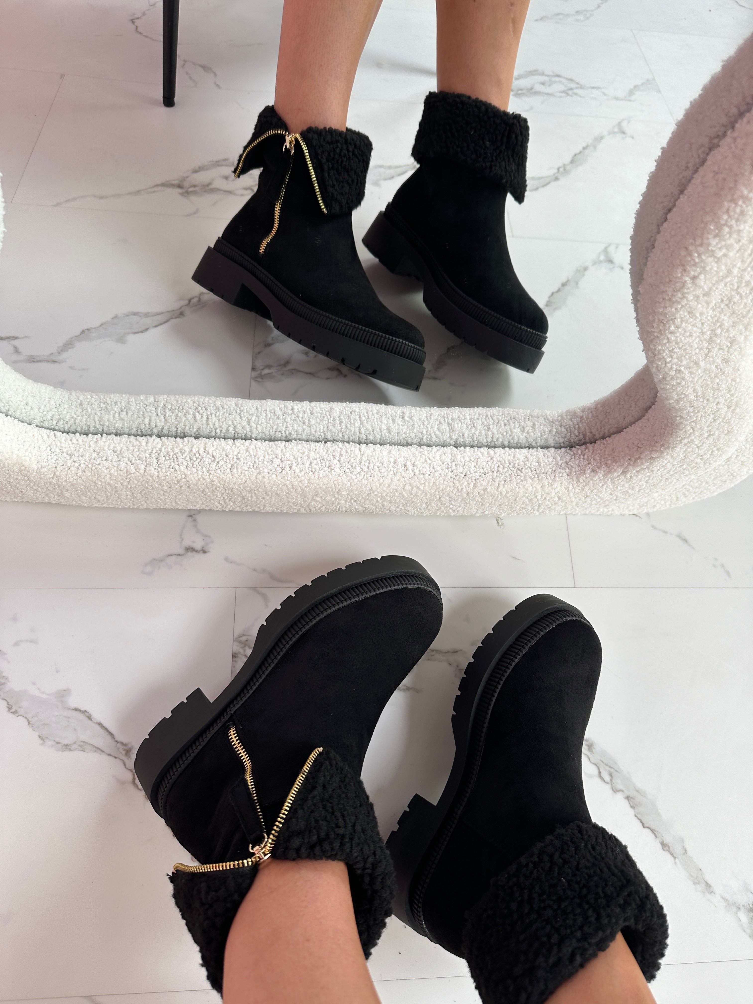 Cozy Black Zipper Boots