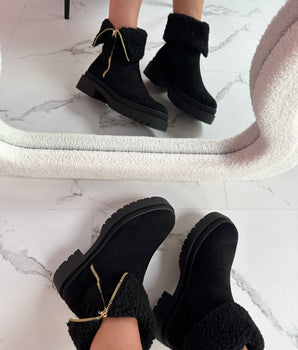 Cozy Black Zipper Boots
