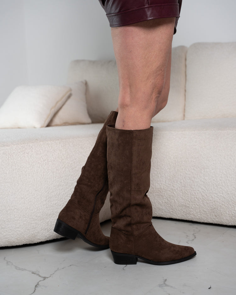 Elena Suede Brown High Boots