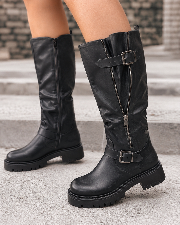 Eef Black Boots (Verstelbare Schacht)