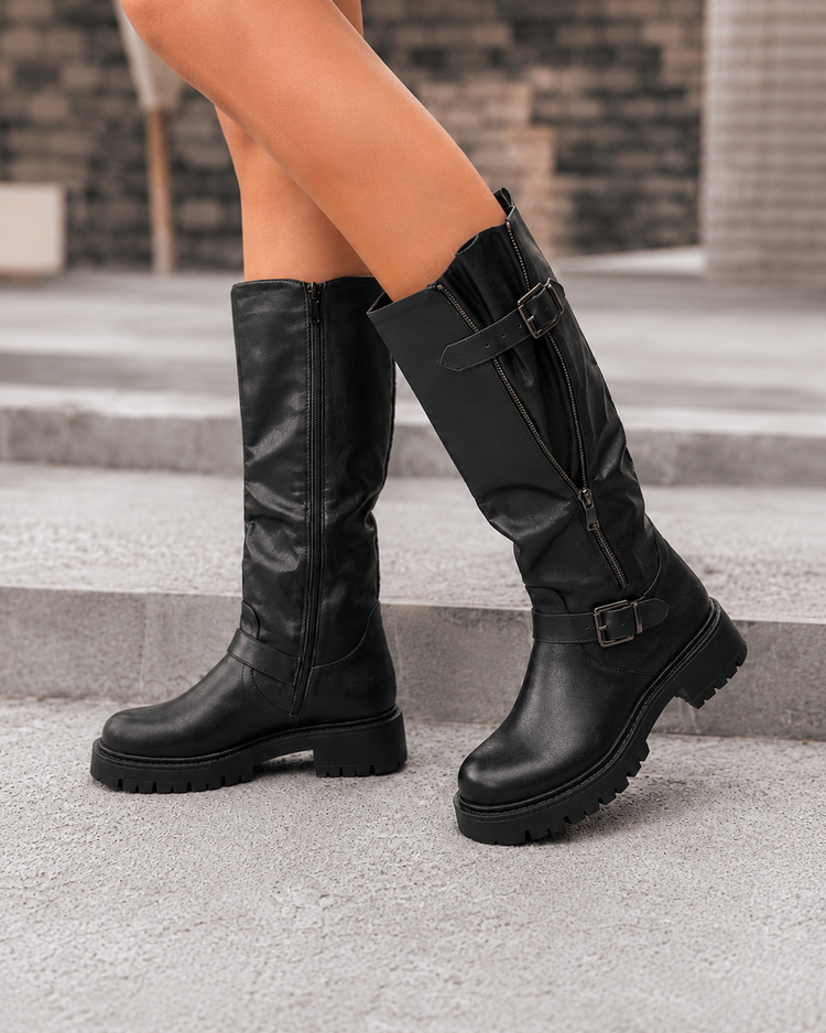 Eef Black Boots (Verstelbare Schacht)
