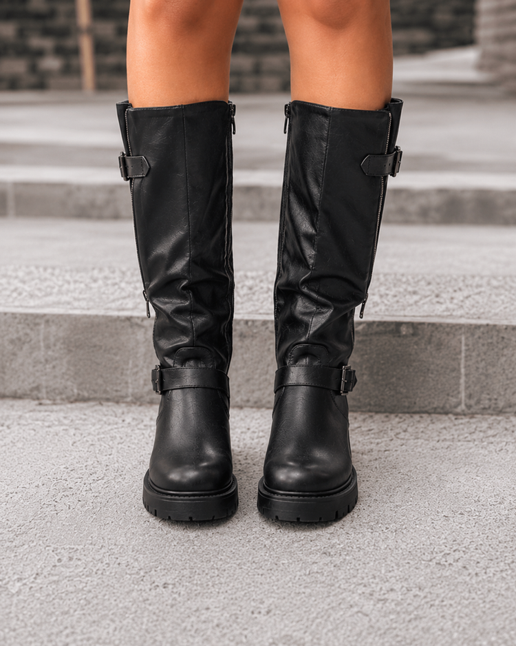 Eef Black Boots (Verstelbare Schacht)
