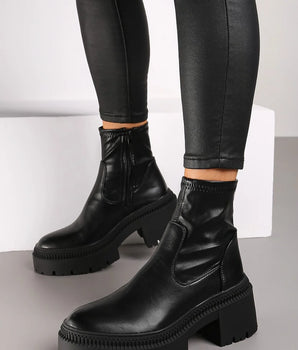 Farah Black PU Boots