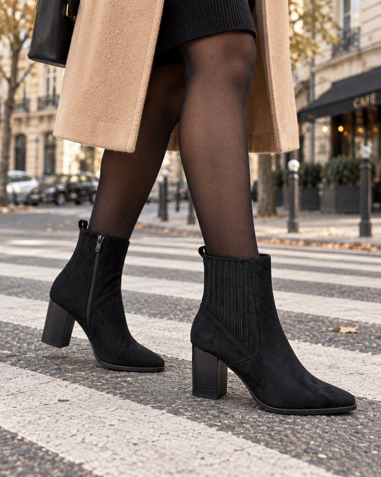 Monika Black Suedine Boots