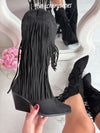 Bottes noires hautes avec des franges