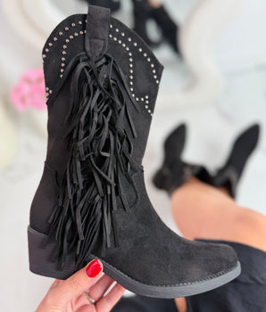 Fringle Western Black Boots