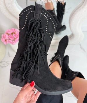 Fringle Western Black Boots