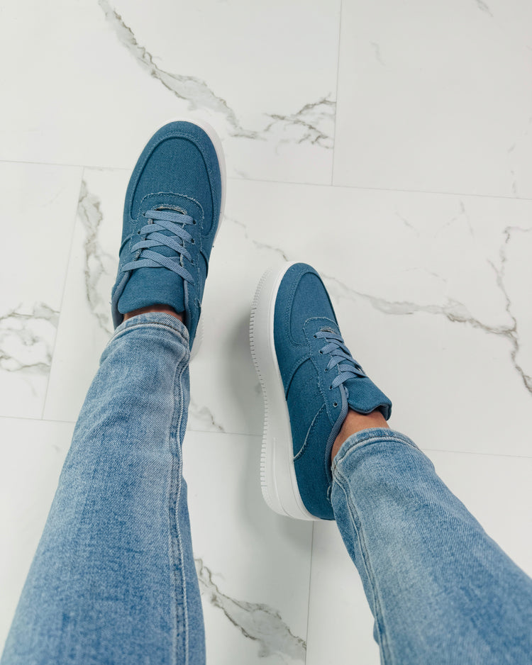 Platform Suedine Denim Sneakers