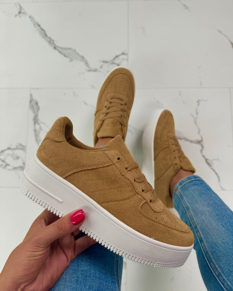 Platform Suedine Khaki Sneakers