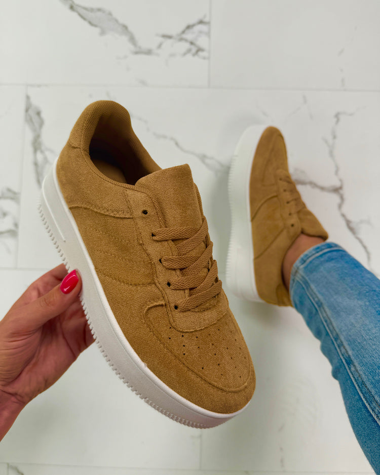 Platform Suedine Khaki Sneakers