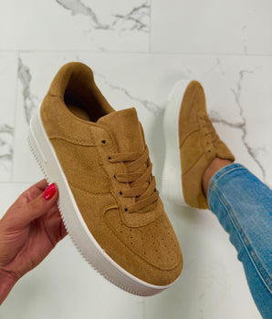 Platform Suedine Khaki Sneakers