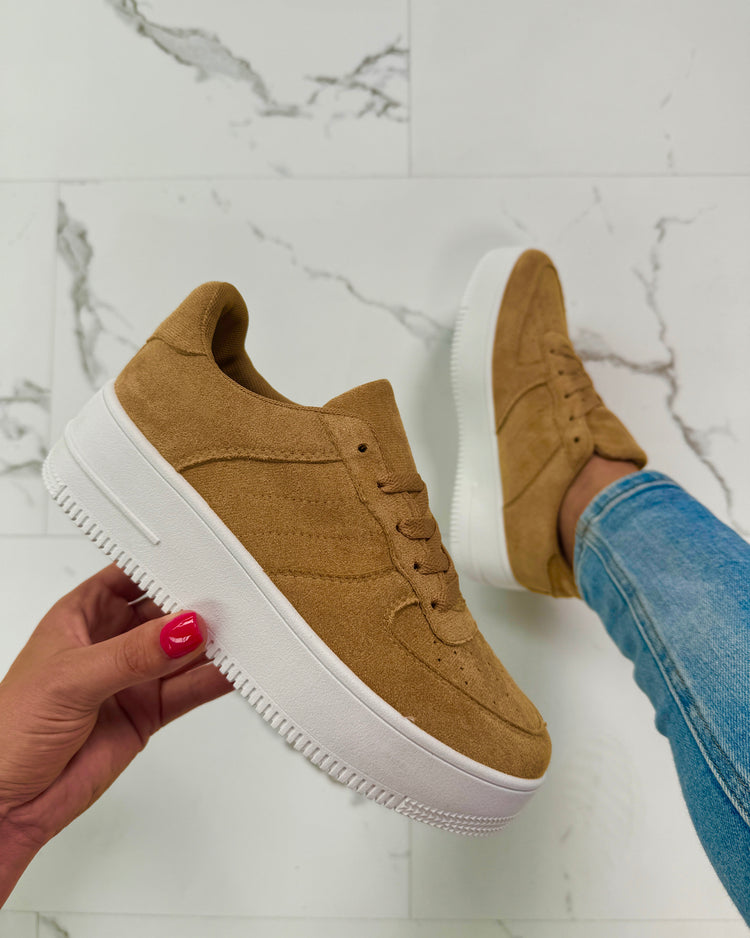 Platform Suedine Khaki Sneakers