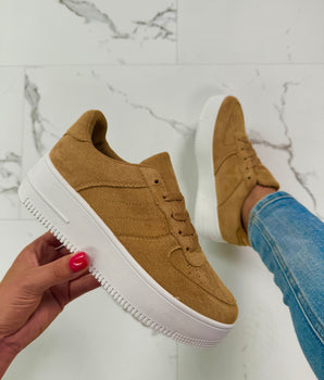Platform Suedine Khaki Sneakers