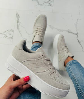 Platform Suedine Grey Sneakers