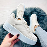 Platform Suedine Beige Sneakers