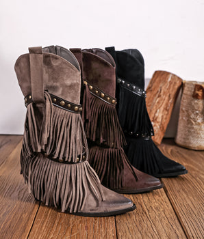 Special Fringle Black Boots