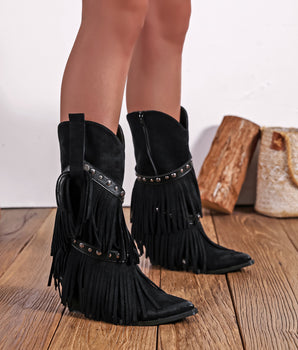 Special Fringle Black Boots