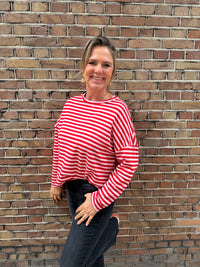 Meave Stripe Red Top