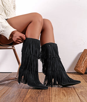 All Fringle Black Boots