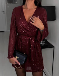 Celeste Glitter Wrap Dress