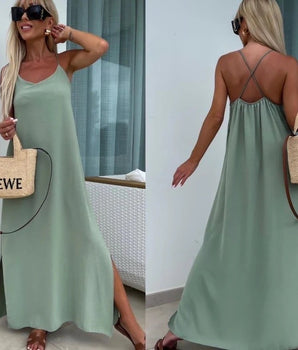 After Beach Green Dress