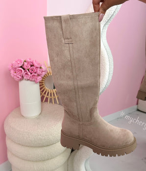 Elvira Beige High Boots