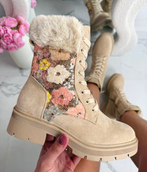 Flower Print Boots