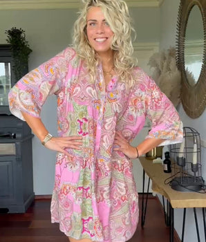 Ibiza Pink Print Dress