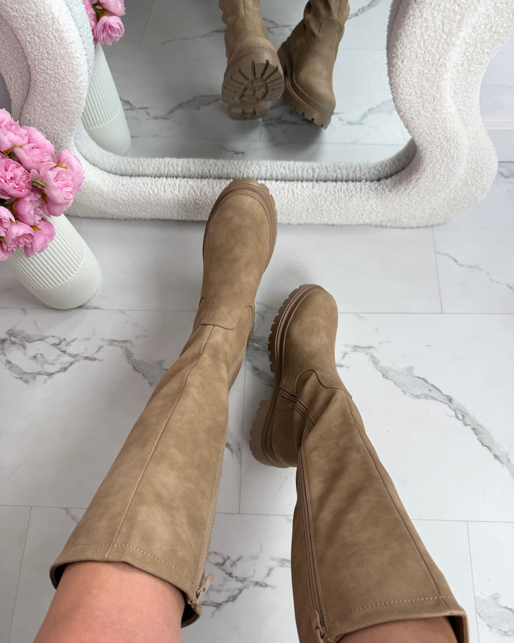 Anetta Khaki High Boots