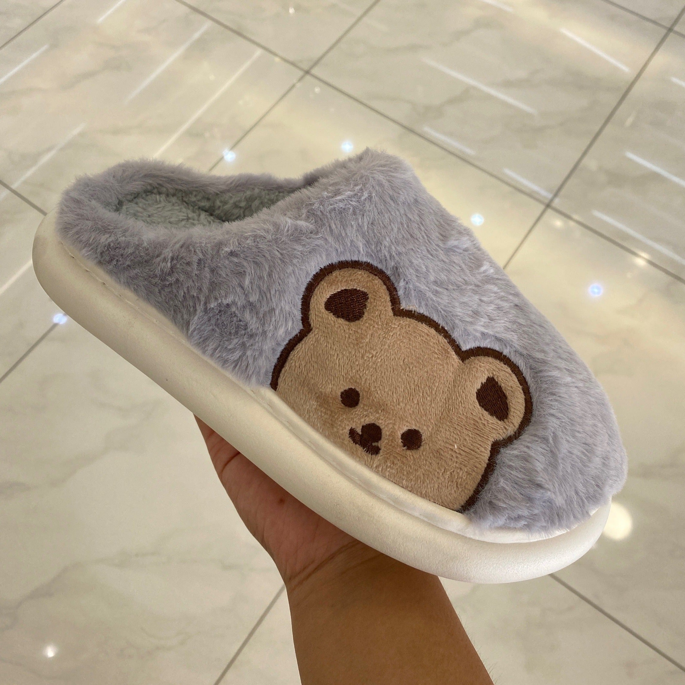 Slippers gris ours