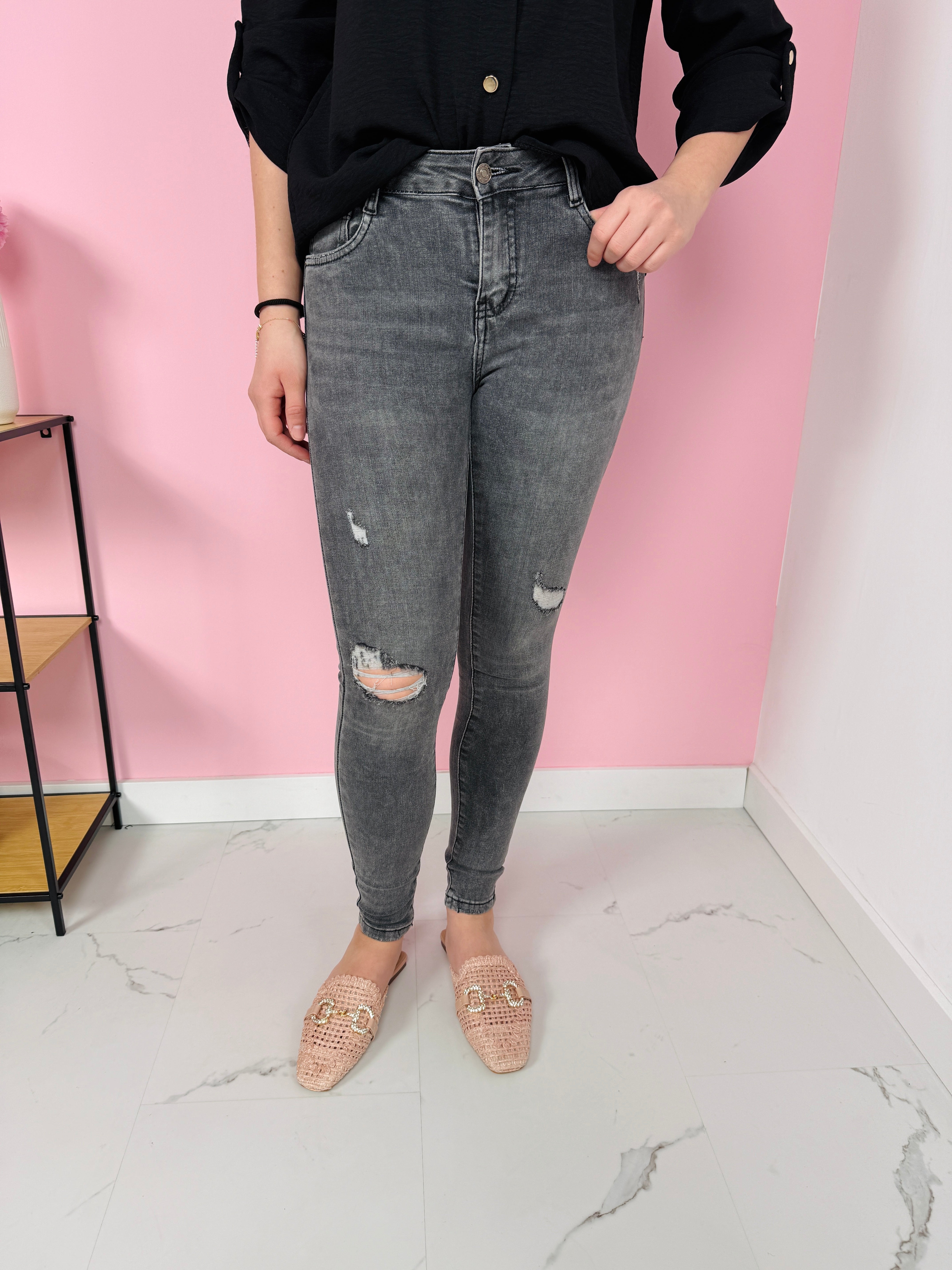 Skinny Jeans Ripped Grey
