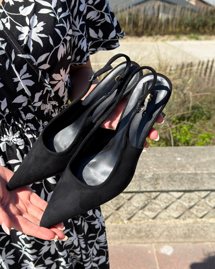 Date-Night Suedine Black Heels