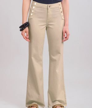 Beige Button Jeans