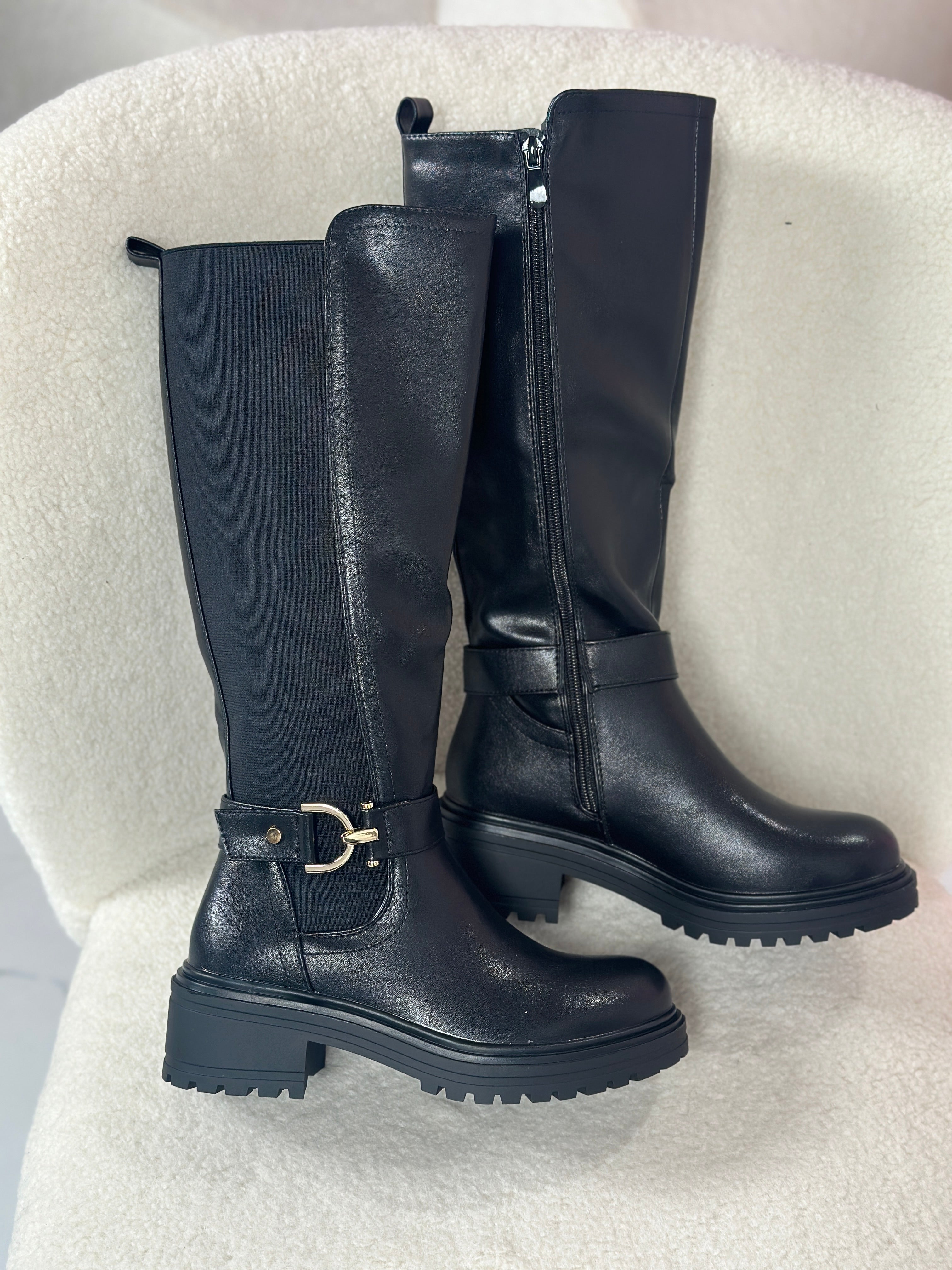 Fleur Black High Boots