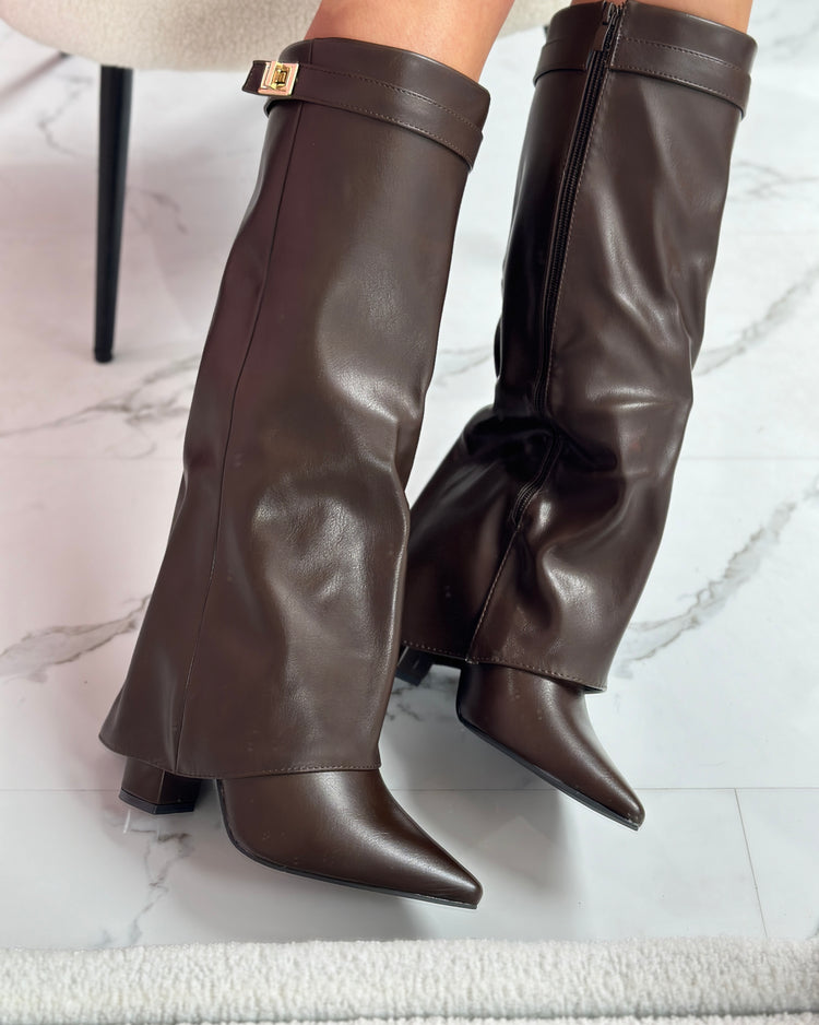 Lock Brown PU Boots