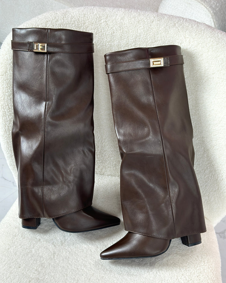 Lock Brown PU Boots