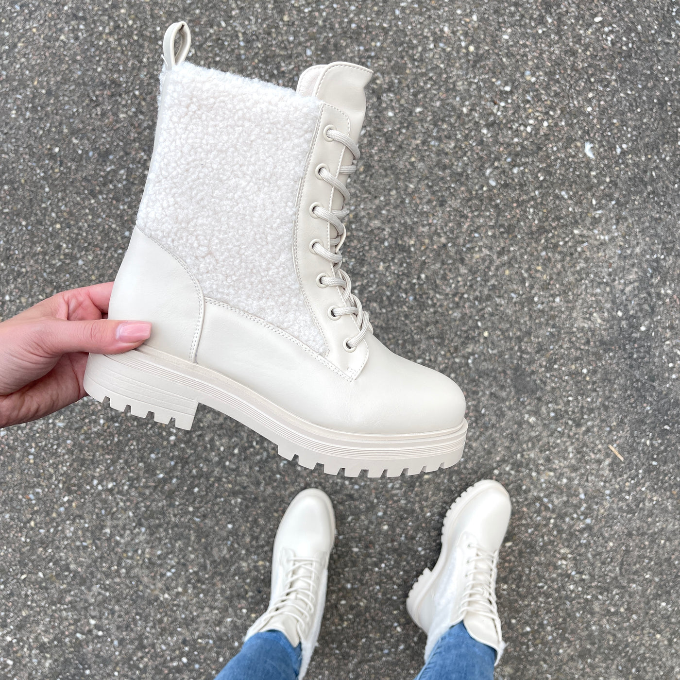 Half-Fur Beige Boots