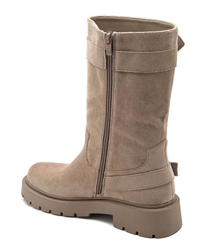 Halbhohe Khaki Stiefel mit Schnallen