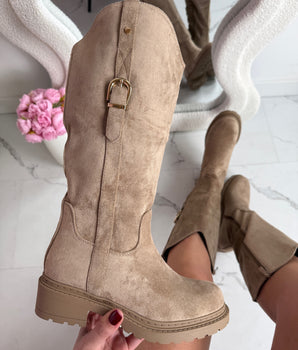 Lara Khaki High Boots