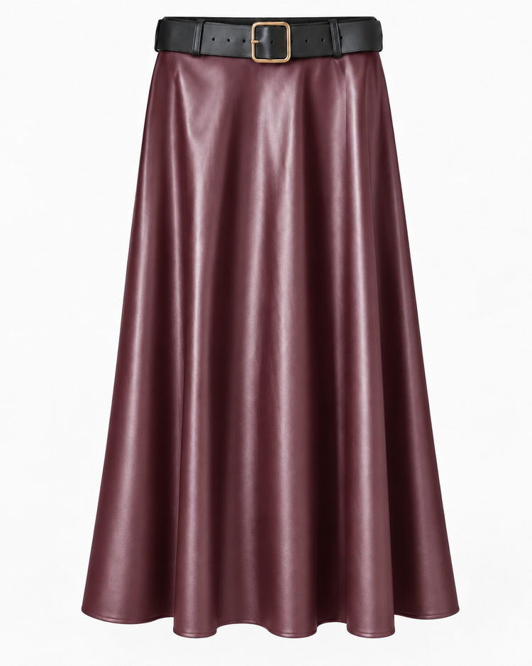 Leatherlook Midi Rok