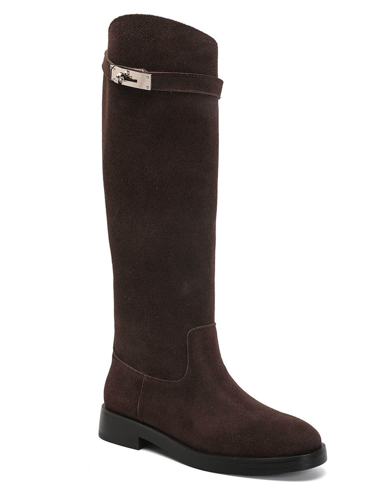 Amélie Leather High Boots - Brown