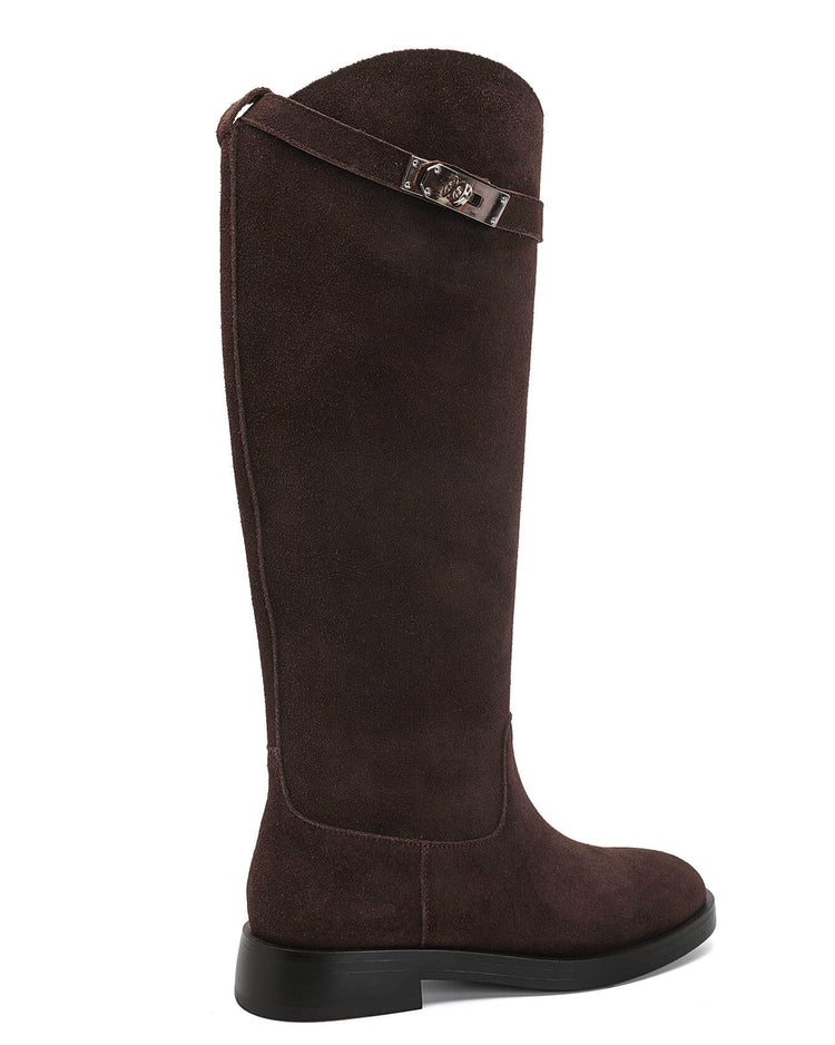 Amélie Leather High Boots - Brown