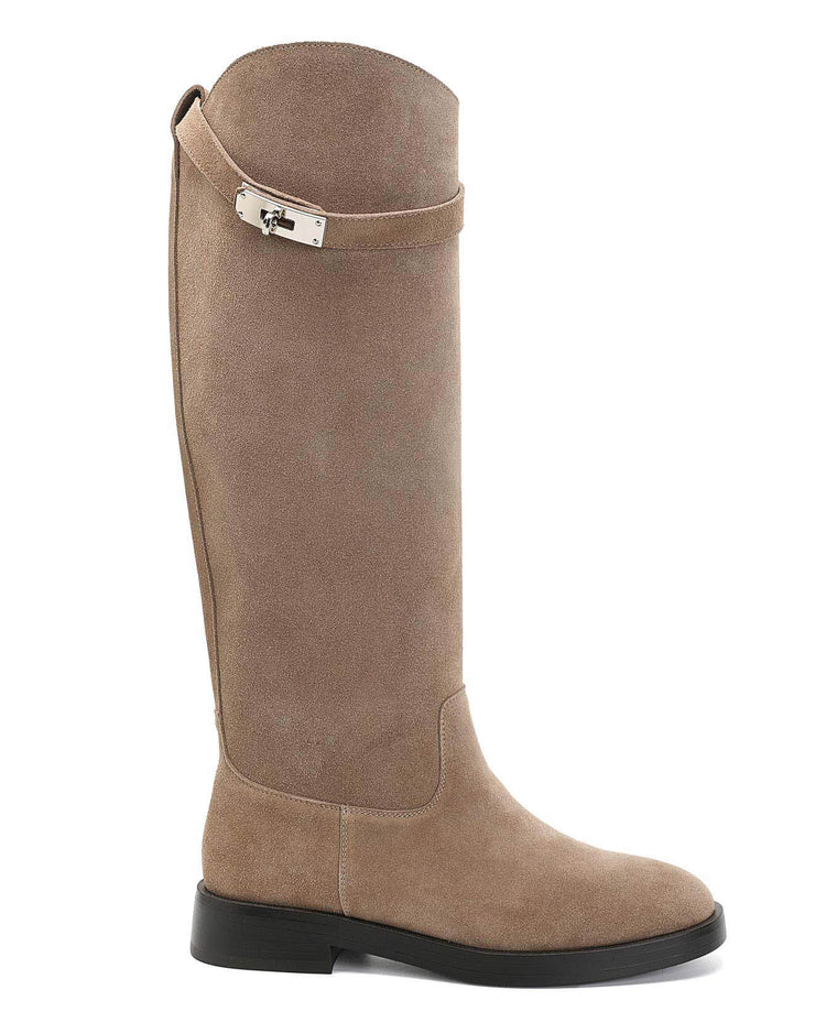 Amélie Leather High Boots - Khaki