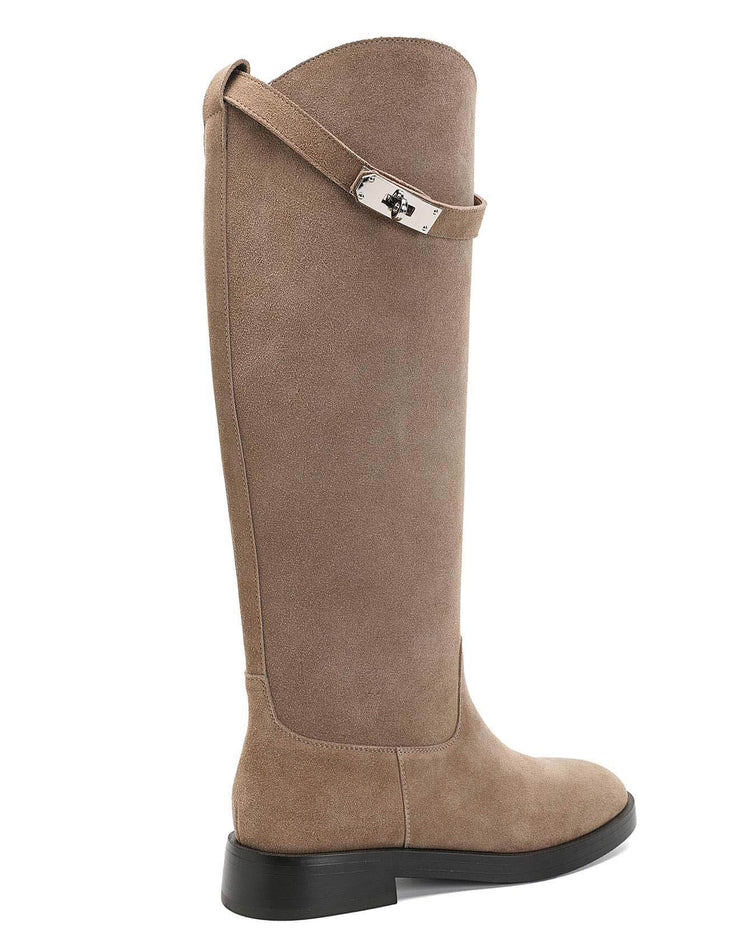 Amélie Leather High Boots - Khaki