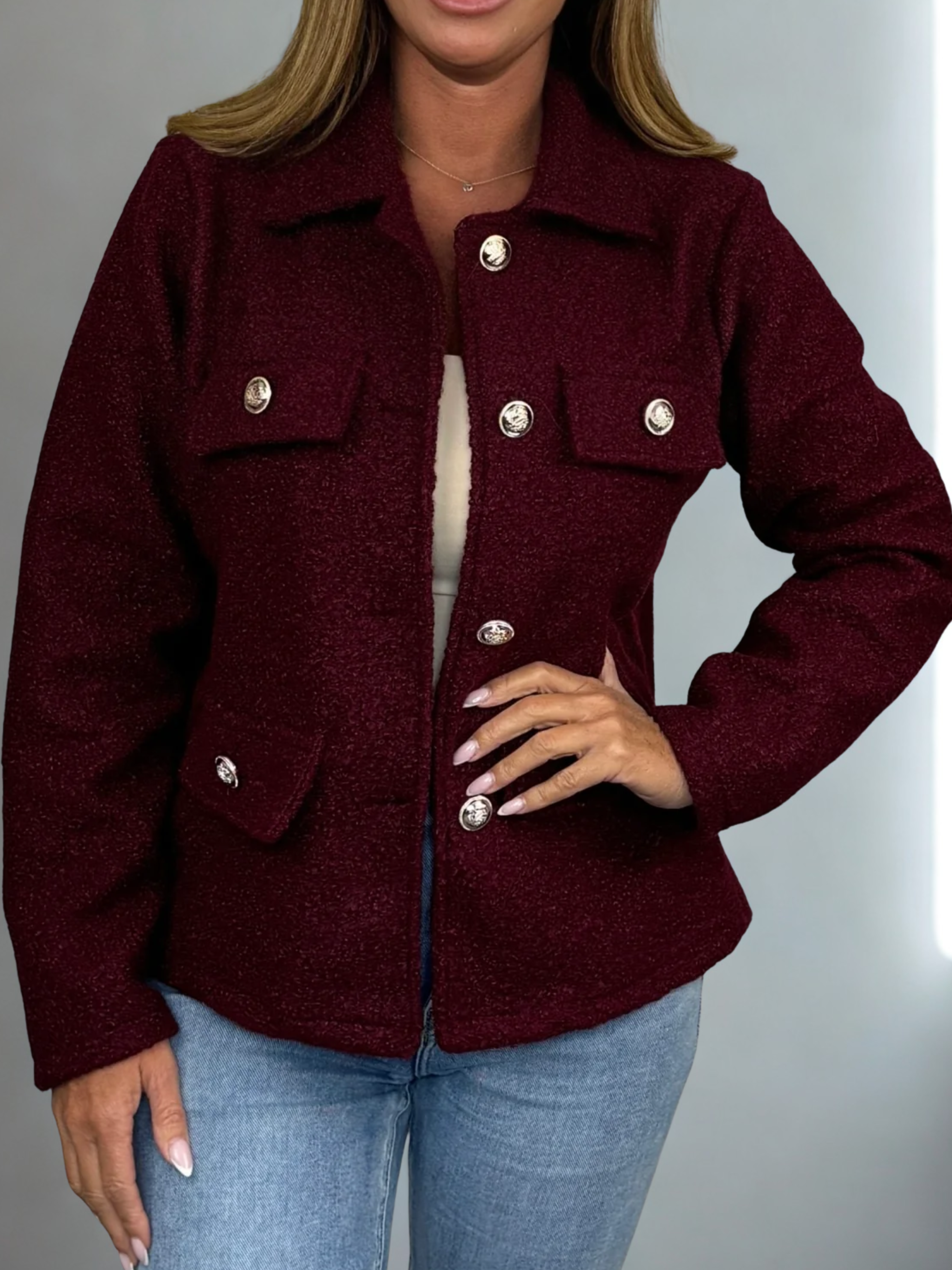 Boucle Burgundy Jacket