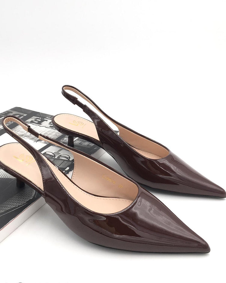 Date-Night Brown PU Heels