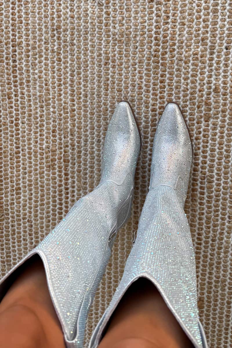 Elegant Glitter Silver Boots