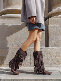 Bottes marron à franges