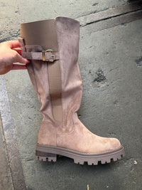 Stretch Gesp Taupe Boots